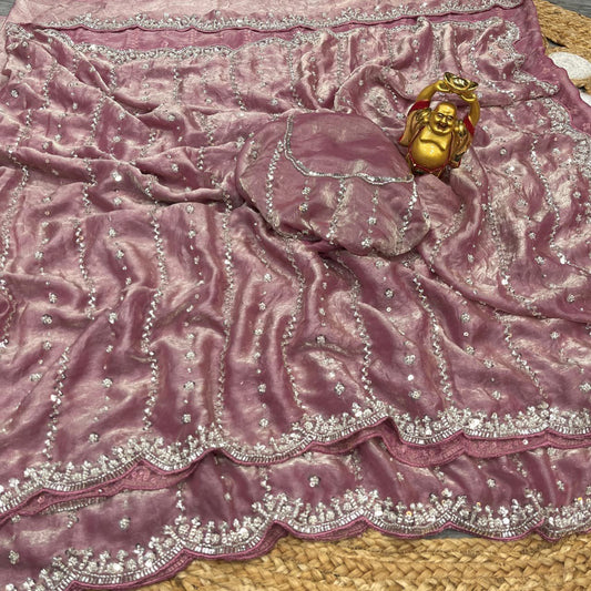 glamorous trending hand work saree(dt)(SS-3)