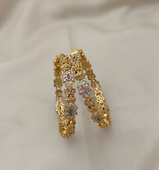 Bangles with Lakshmi design and flowers(BA-38)
