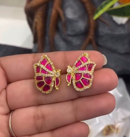 Butterfly jadau stud