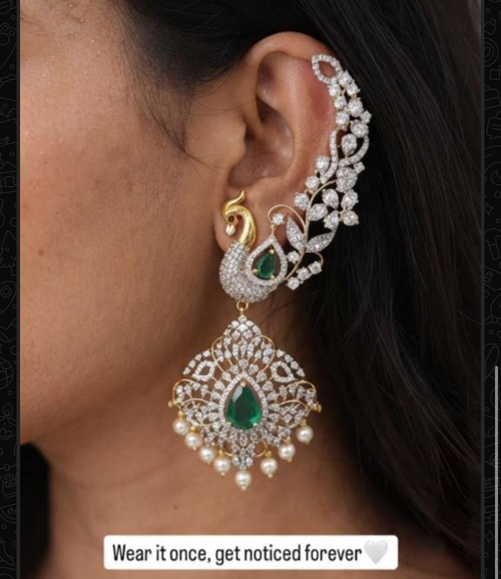 Peacock ear cuff