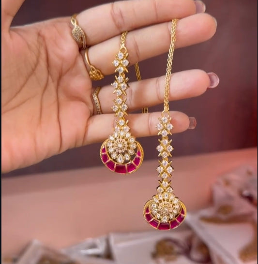 Grand ear chain jadau stud