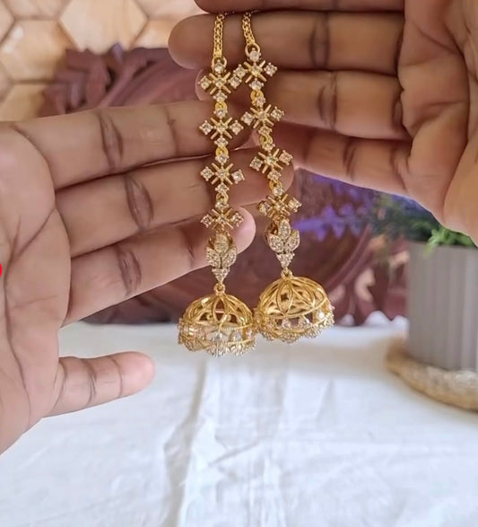 Stone jumka with ear chain