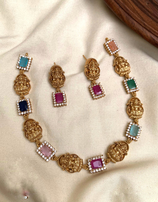 Multi color Lakshmi design necklace(PJ-23)
