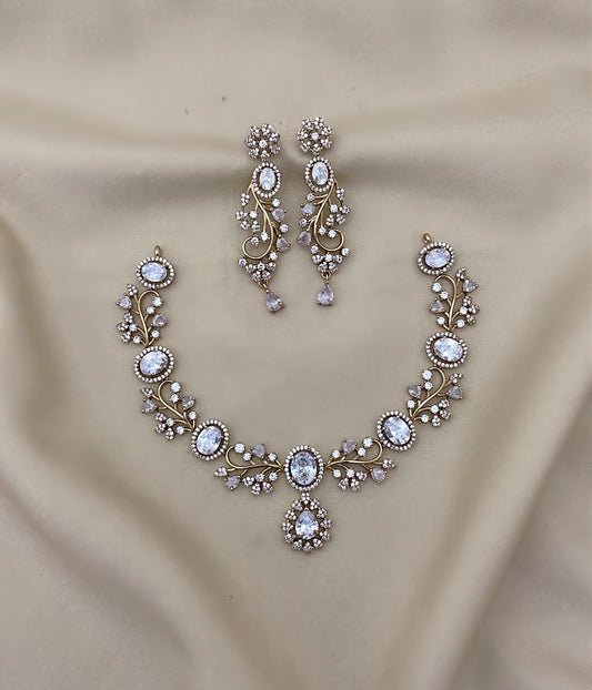 Diamond replica leaf necklace (DR-73)