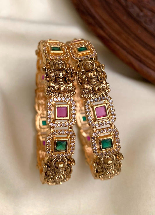 White stone with Lakshmi design bangles(BA-9)