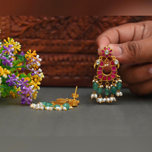Jadau Kundan peacock design earing(JU-5)