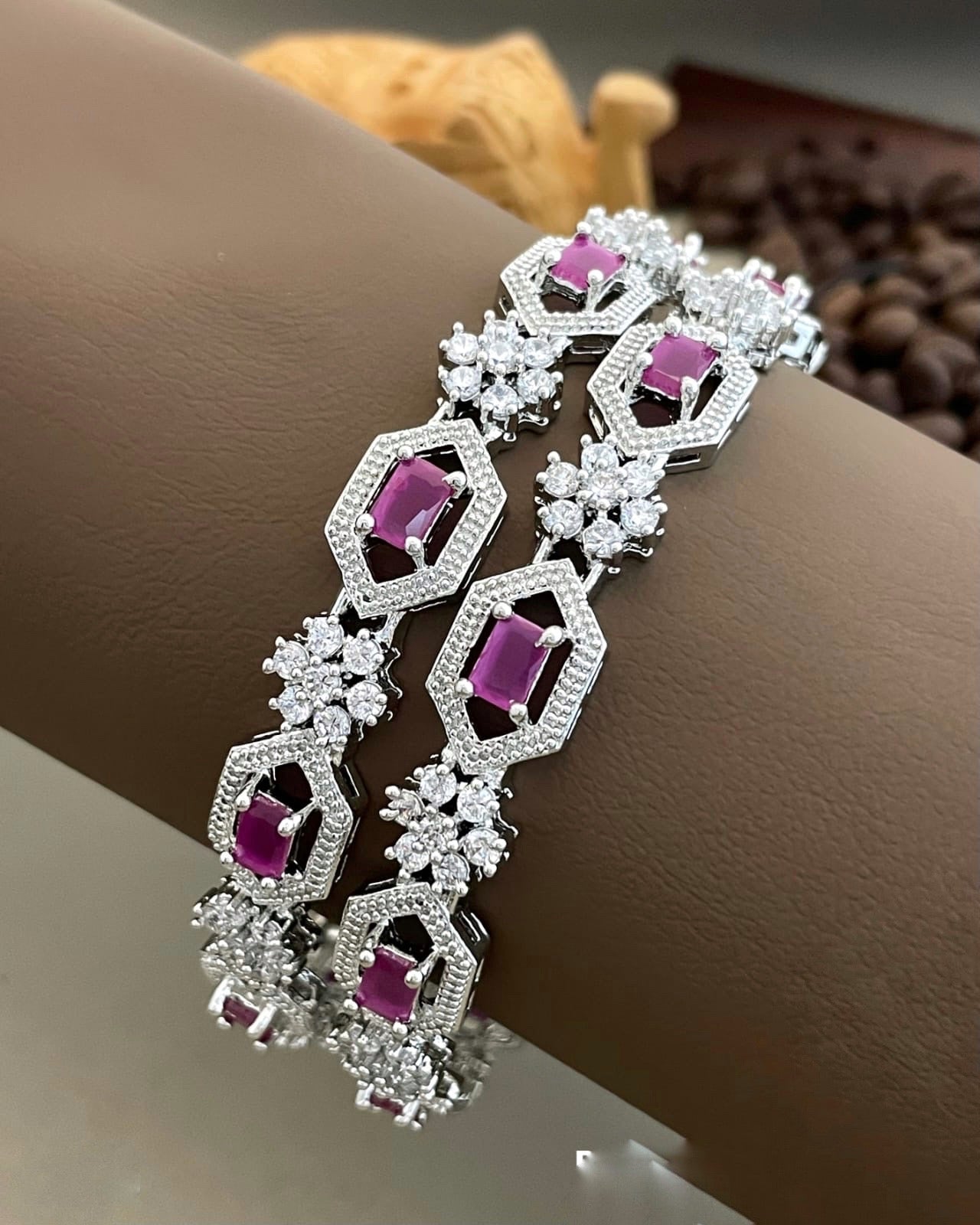 Silver look bangles (B-12)