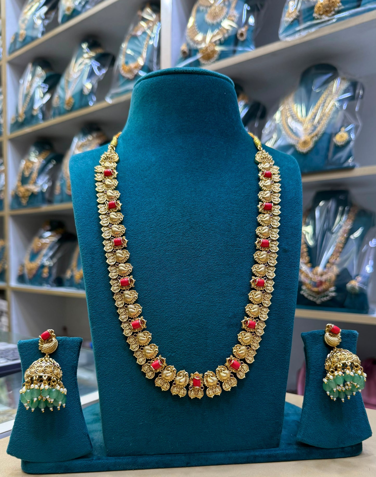 Coral and gold haram