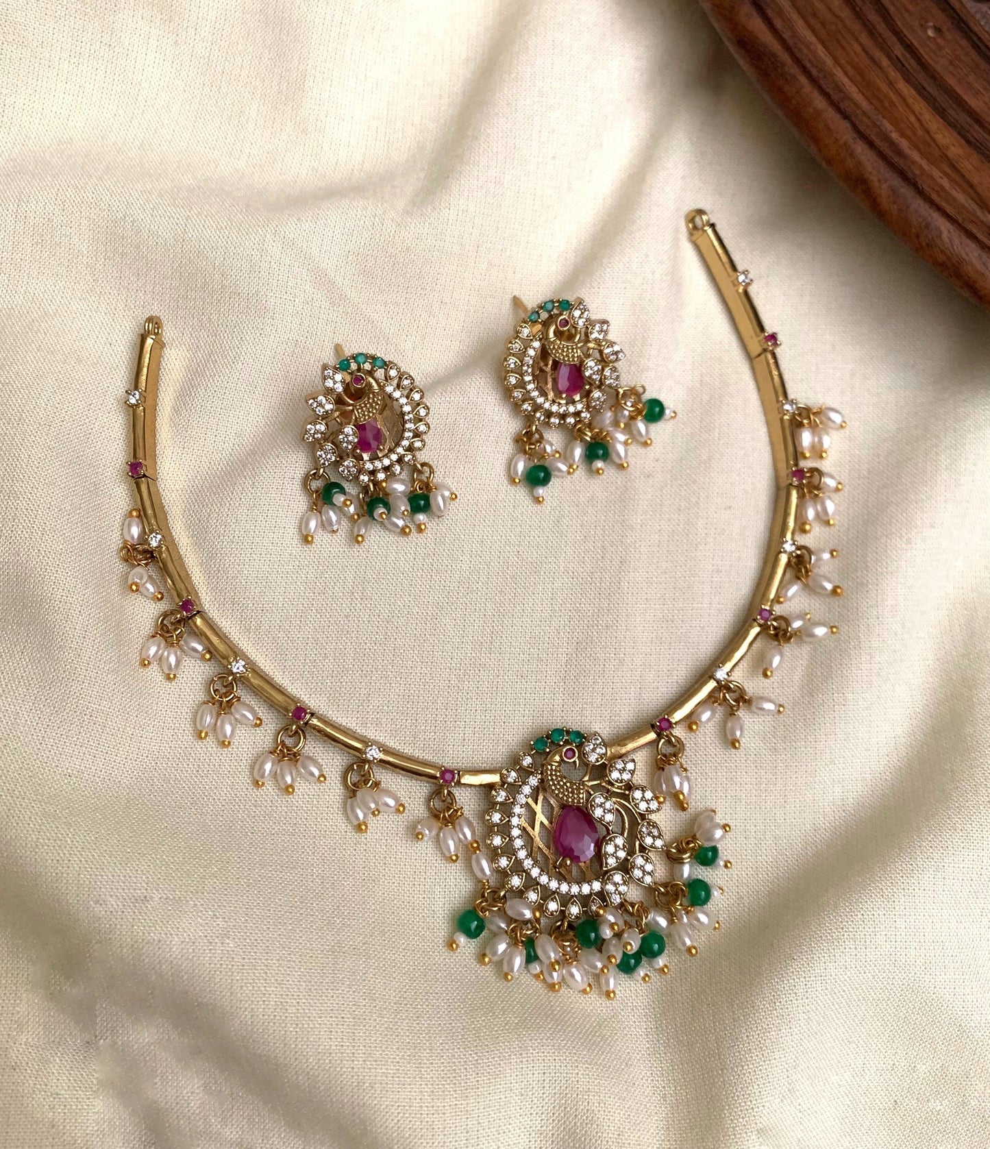 Peacock with stone design necklace(DR-23)