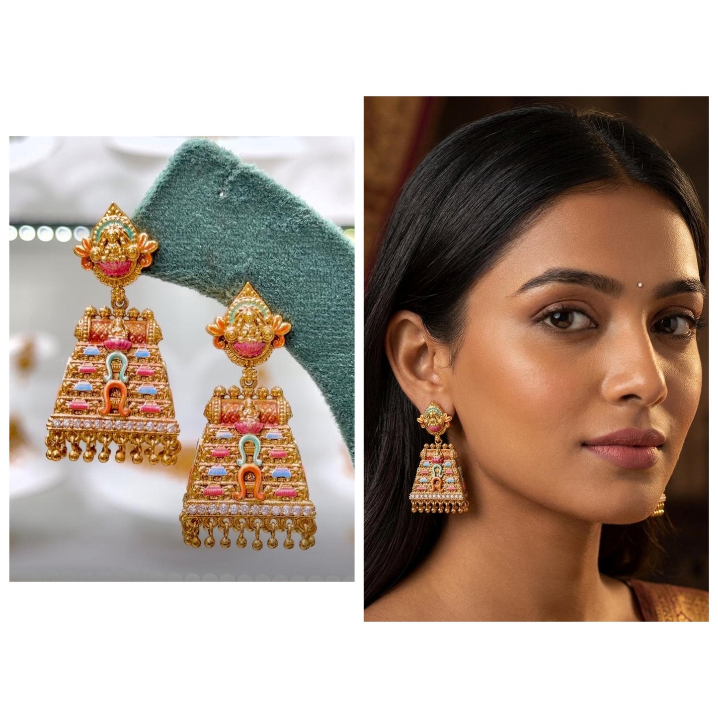 Hand painted temple earing