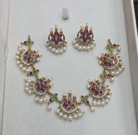 Flower with half moon design
