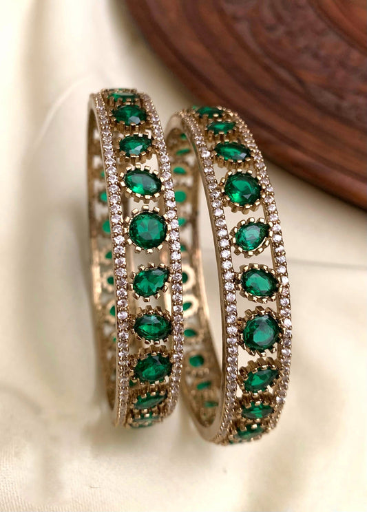 Round Green stone AD bangles (BA-8)