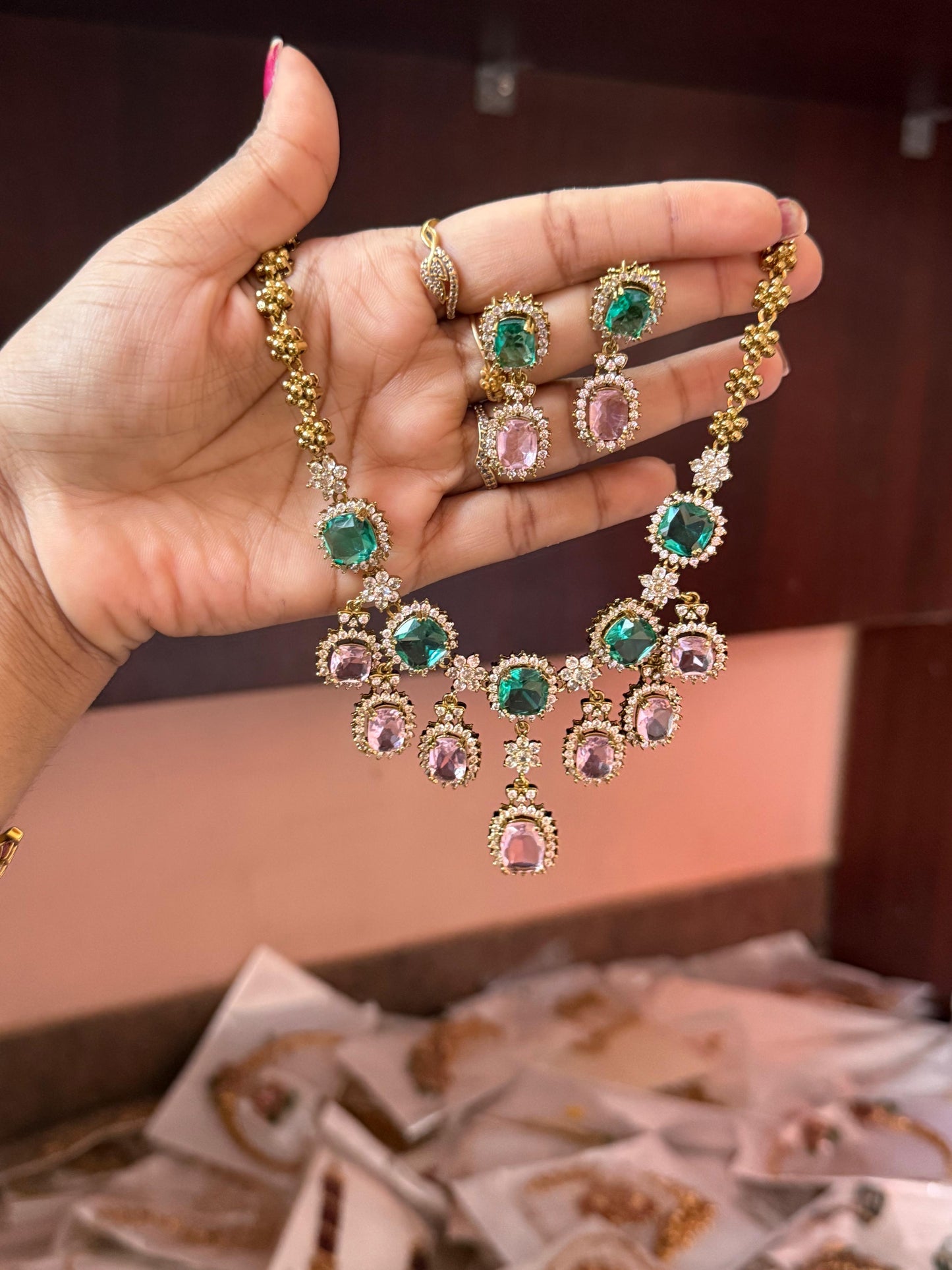 Pastel color drop necklace