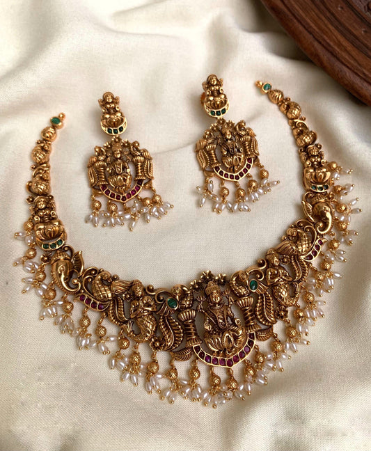 Lakshmi with elephant design necklace(PJ-12)