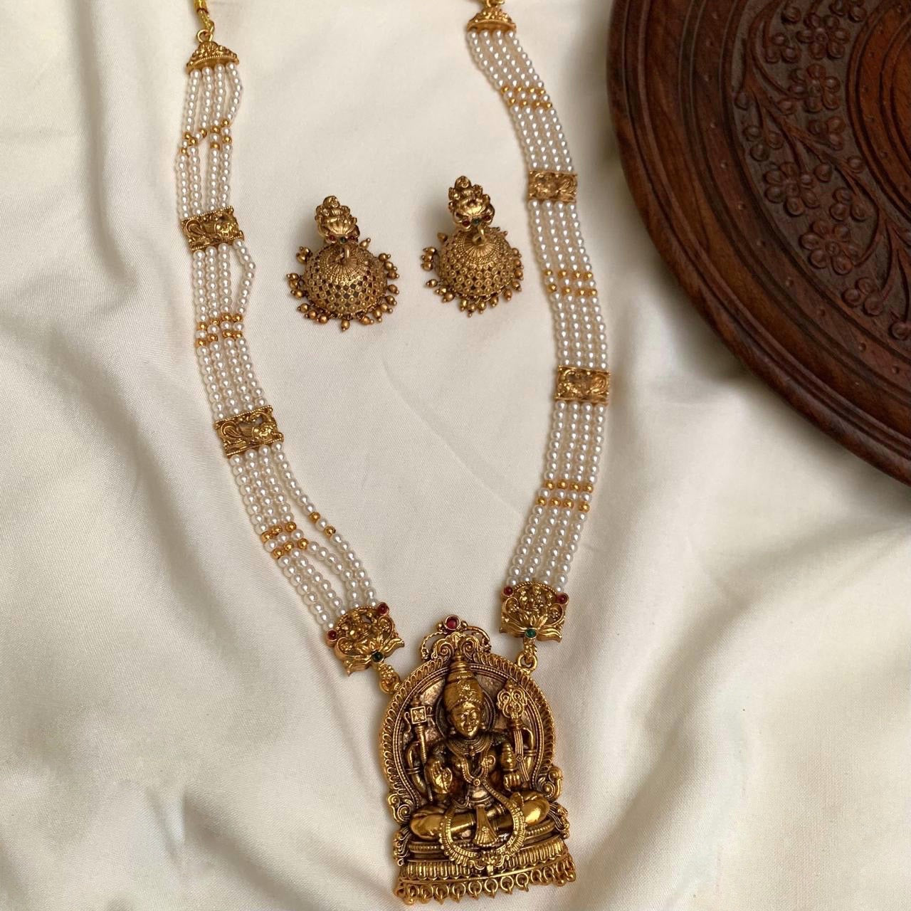 White beads haram Lakshmi pendent