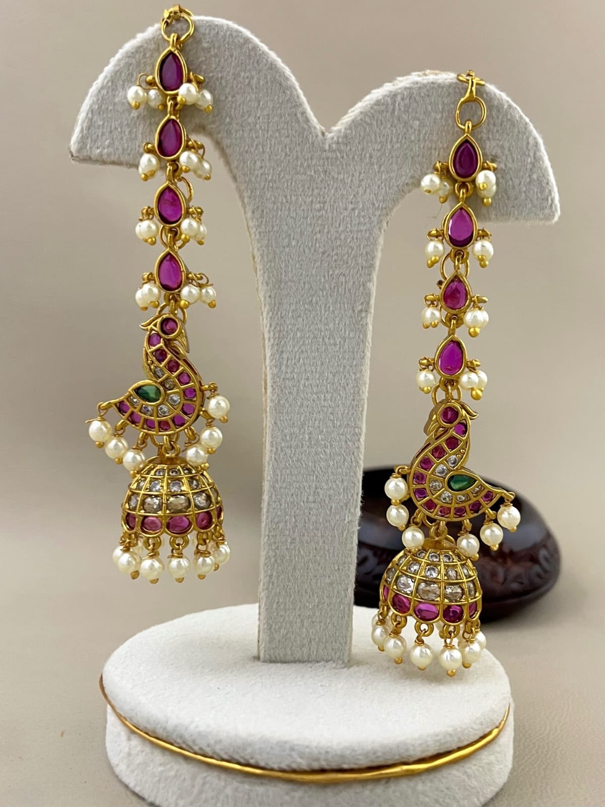 Peacock earing with ear chain