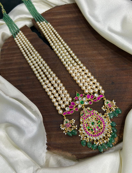 Pure pearl with jadau haram